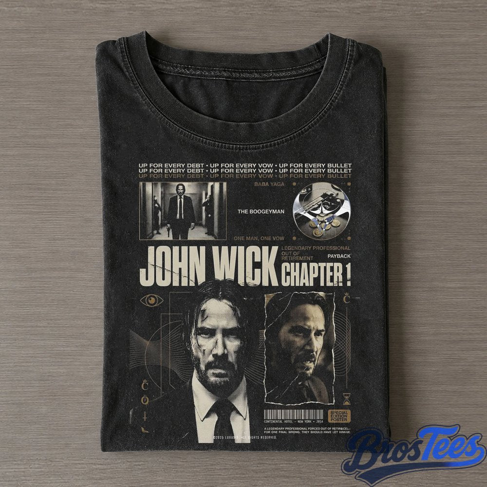 John Wick John Holding a Gun Chapter 1 Collage Tee
