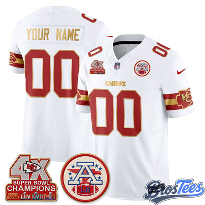 Kansas City Chiefs 4X Champs Gold Edition Vapor Custom Jersey - Stitched