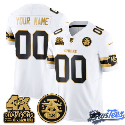 Kansas City Chiefs 4X Champs Gold Edition Vapor Custom Jersey - Stitched