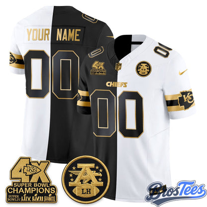 Kansas City Chiefs 4X Champs Gold Edition Vapor Custom Jersey - Stitched