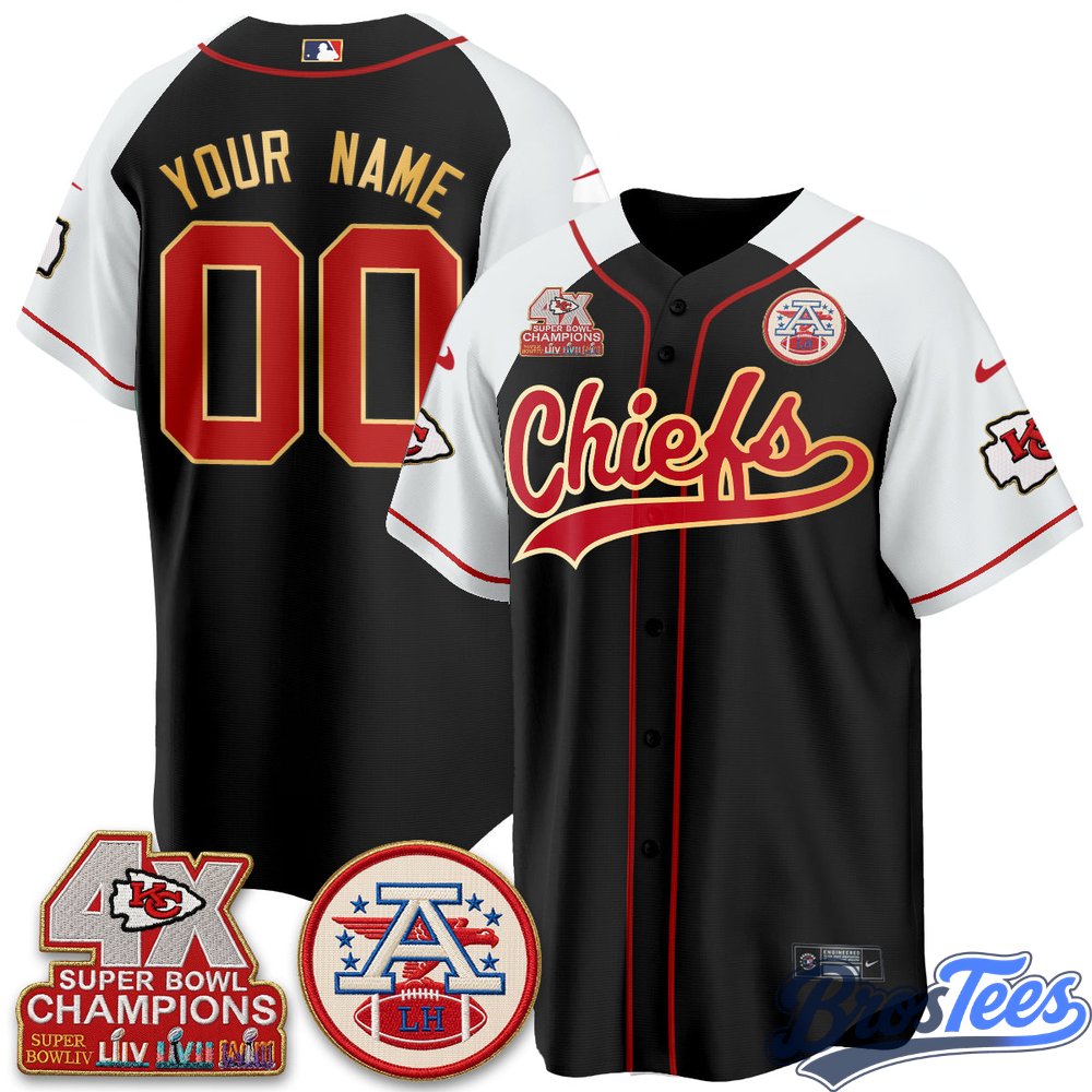 Kansas City Chiefs 4X Champs Gold Trim Edition Vapor Custom Baseball Jersey - Stitched