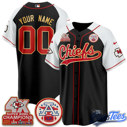 Kansas City Chiefs 4X Champs Gold Trim Edition Vapor Custom Baseball Jersey - Stitched