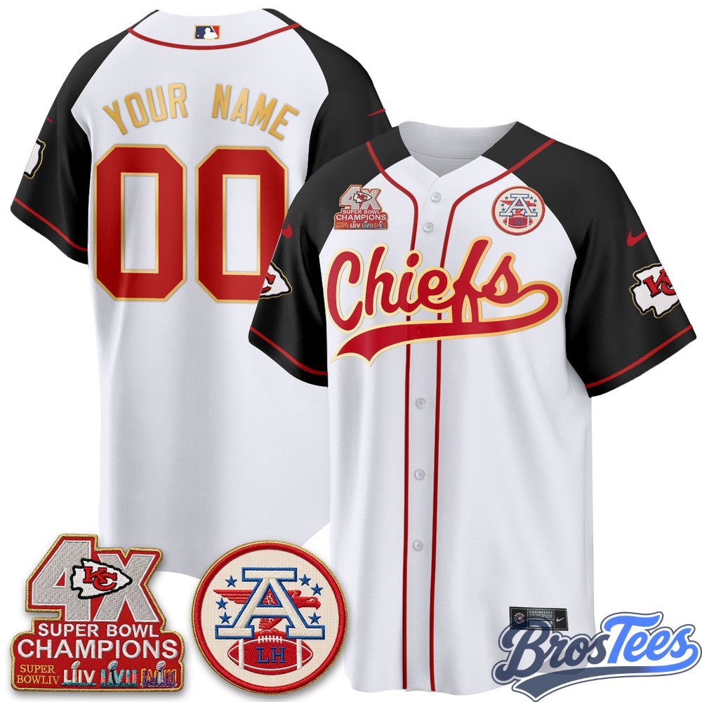 Kansas City Chiefs 4X Champs Gold Trim Edition Vapor Custom Baseball Jersey - Stitched