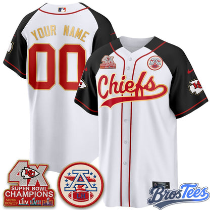 Kansas City Chiefs 4X Champs Gold Trim Edition Vapor Custom Baseball Jersey - Stitched
