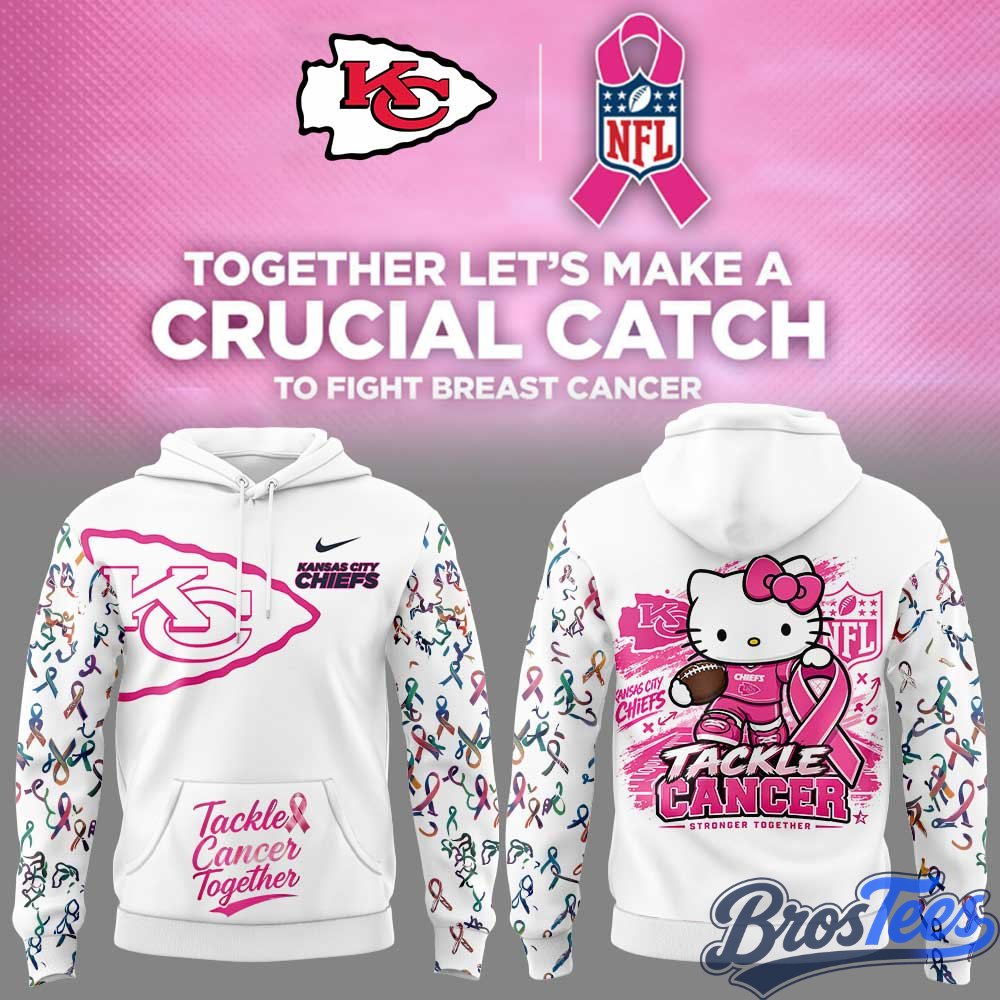 Kansas City Chiefs Breast Cancer Awareness-Hello Kitty Tackle Cancer Together Hoodie