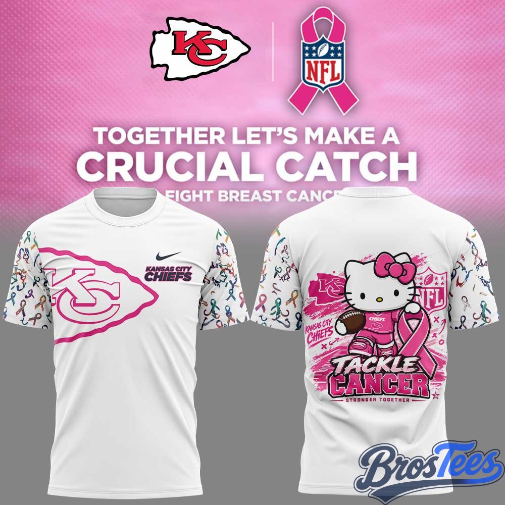 Kansas City Chiefs Breast Cancer Awareness-Hello Kitty Tackle Cancer Together Shirt