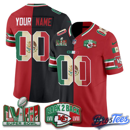 Kansas City Chiefs Mexico Split Edition Vapor Custom Jersey - Stitched