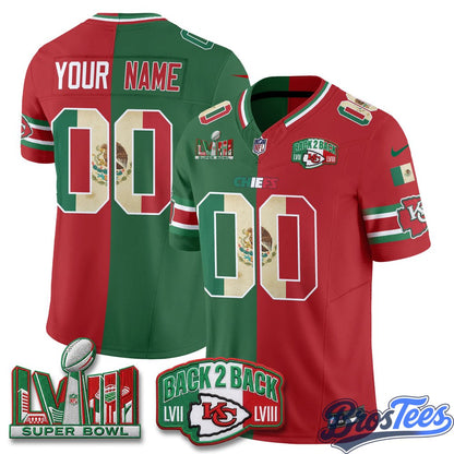 Kansas City Chiefs Mexico Split Edition Vapor Custom Jersey - Stitched