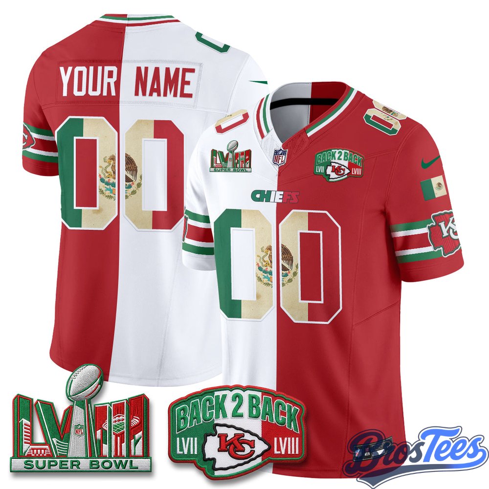 Kansas City Chiefs Mexico Split Edition Vapor Custom Jersey - Stitched