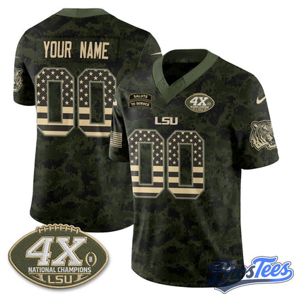 LSU Tigers 2026 Salute to Service Vapor Custom Jersey - Stitched