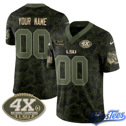 LSU Tigers 2026 Salute to Service Vapor Custom Jersey - Stitched