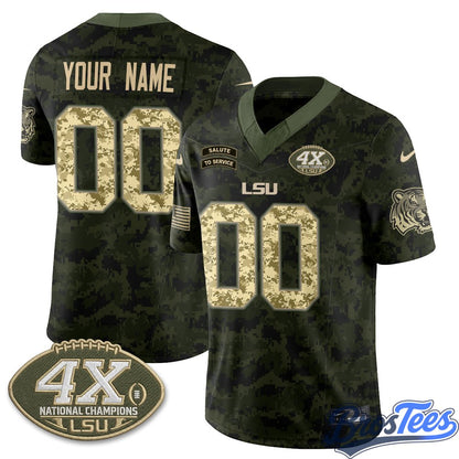 LSU Tigers 2026 Salute to Service Vapor Custom Jersey - Stitched