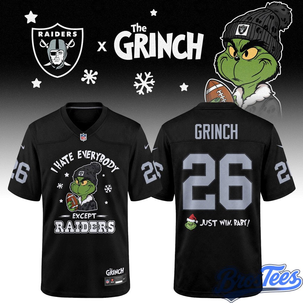 Las Vegas Raiders x Grinch “I Hate Everybody Except My Team” Football Jersey