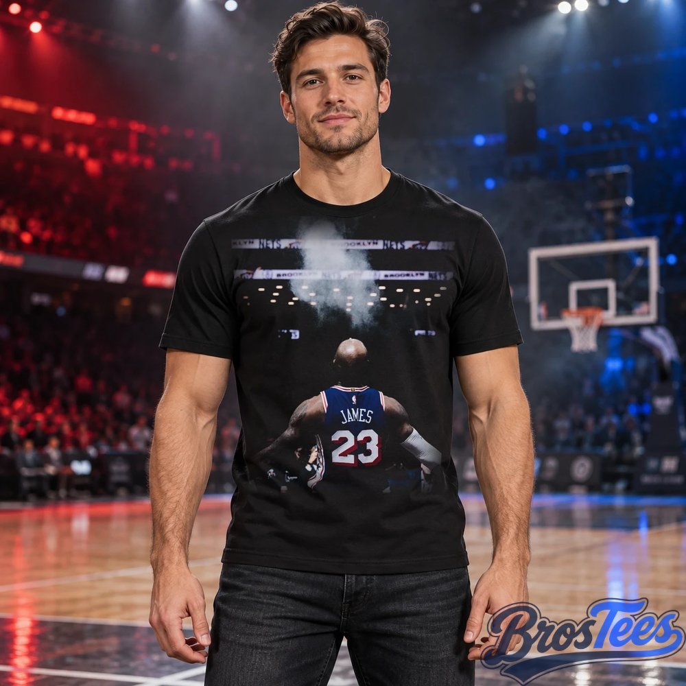 LeBron James 23 Iconic Chalk Toss Black Graphic Shirt
