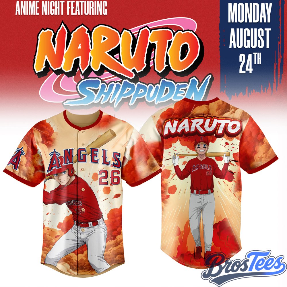 Los Angeles Angels x Naruto Game Night 2026 Baseball Jersey – BrosTees