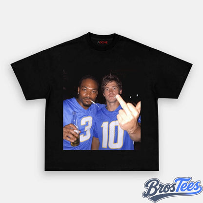 Los Angeles Chargers Derwin James Jr. & Justin Herbert Drinking & Middle Finger Tee