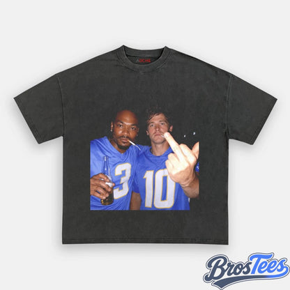 Los Angeles Chargers Derwin James Jr. & Justin Herbert Drinking & Middle Finger Tee