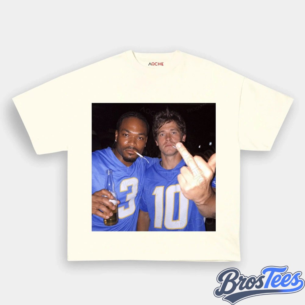 Los Angeles Chargers Derwin James Jr. & Justin Herbert Drinking & Middle Finger Tee