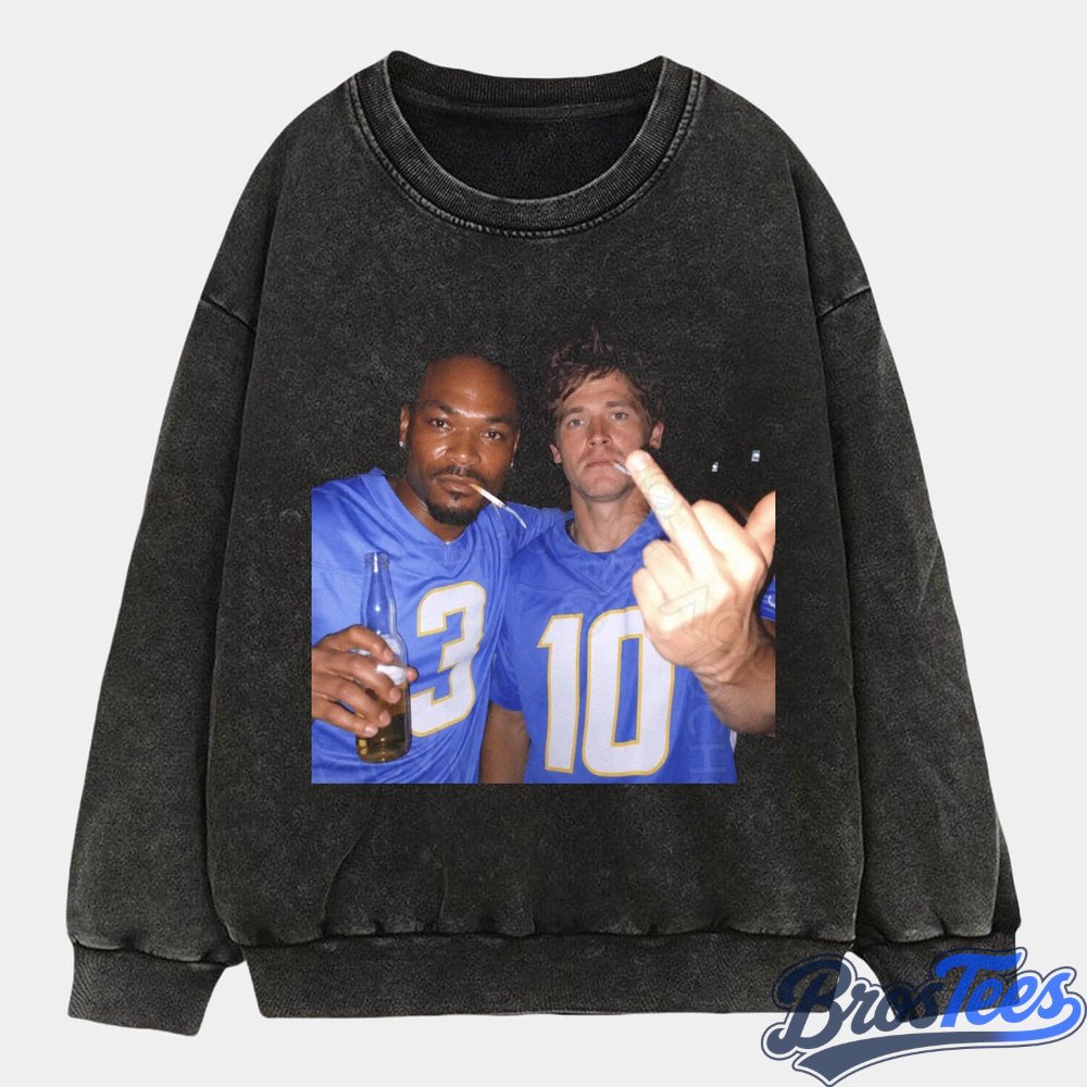 Los Angeles Chargers Derwin James Jr. & Justin Herbert Drinking & Middle Finger Tee