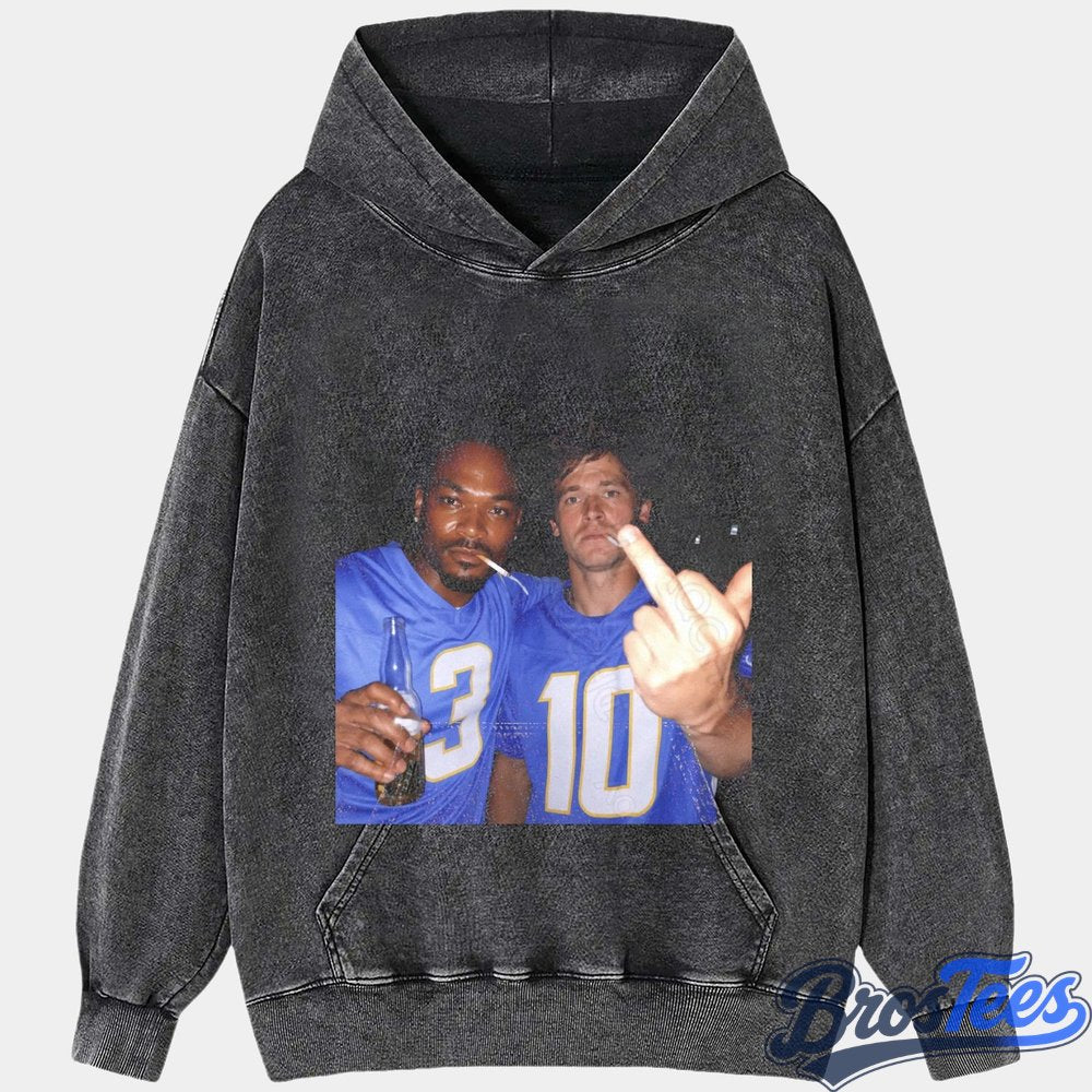 Los Angeles Chargers Derwin James Jr. & Justin Herbert Drinking & Middle Finger Tee