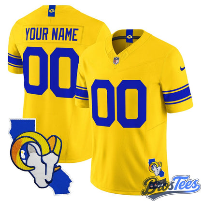 Los Angeles Rams 2026 Alternate Vapor Limited Custom Jersey - California Map - Stitched