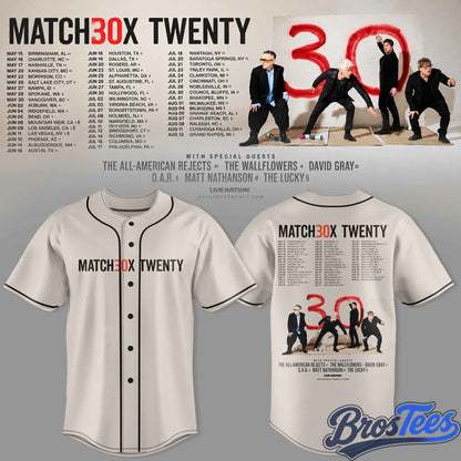 Matchbox Twenty 30 North American Tour 2027 Baseball Jersey