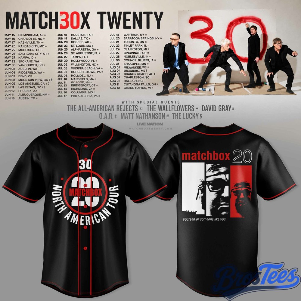 Matchbox Twenty 30 North American Tour 2027 Baseball Jersey