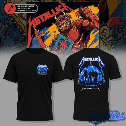 Metallic Life Burns Faster Las Vegas 2026 Tour T-Shirt