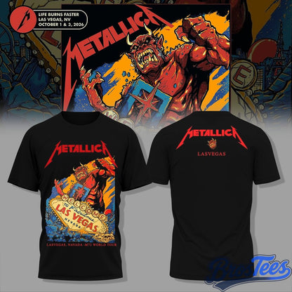 Metallic Life Burns Faster Las Vegas 2026 Tour T-Shirt