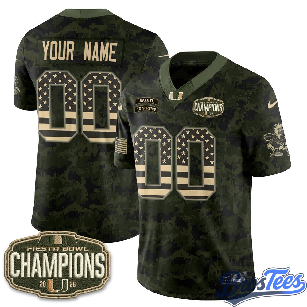 Miami Hurricanes 2026 Salute to Service Vapor Custom Jersey - Stitched