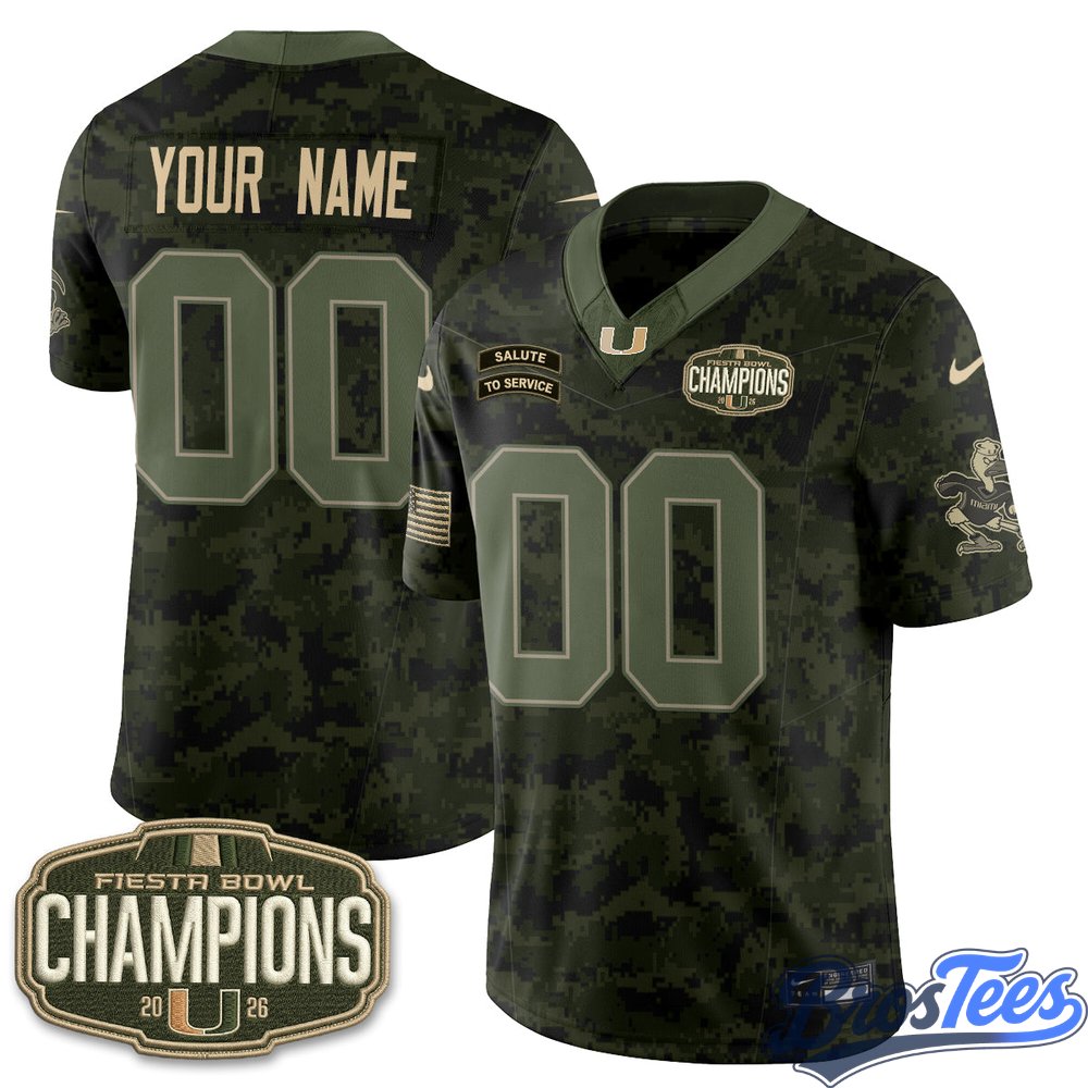Miami Hurricanes 2026 Salute to Service Vapor Custom Jersey - Stitched
