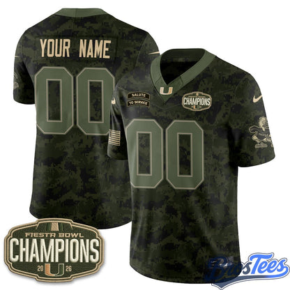Miami Hurricanes 2026 Salute to Service Vapor Custom Jersey - Stitched