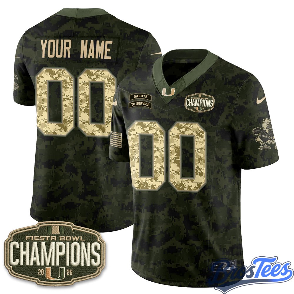 Miami Hurricanes 2026 Salute to Service Vapor Custom Jersey - Stitched