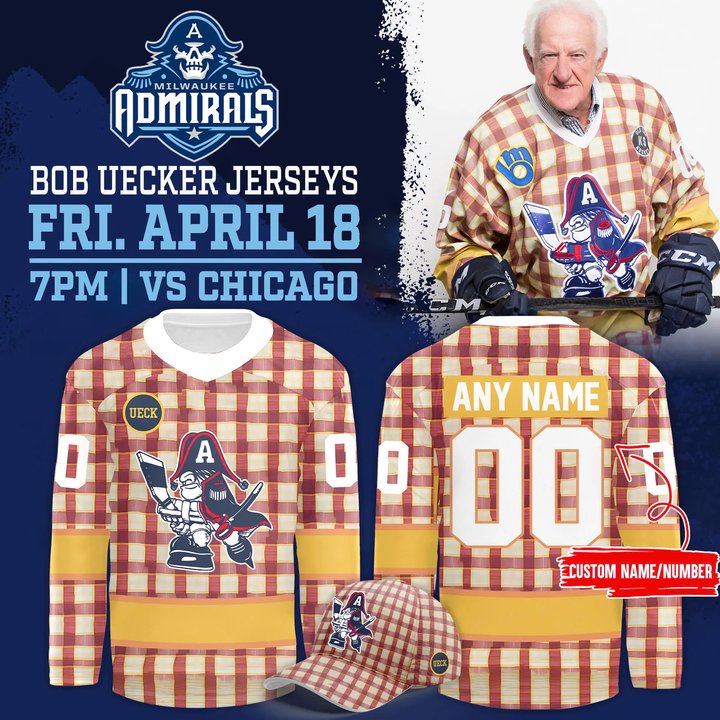 Milwaukee Admirals Bob Uecker Custom Hockey Jersey