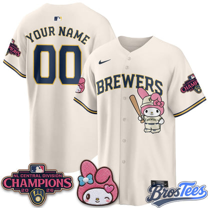 Milwaukee Brewers NL Central Champs x Pink Sanrio Friend Vapor Custom Jersey - Stitched