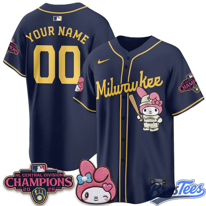 Milwaukee Brewers NL Central Champs x Pink Sanrio Friend Vapor Custom Jersey - Stitched