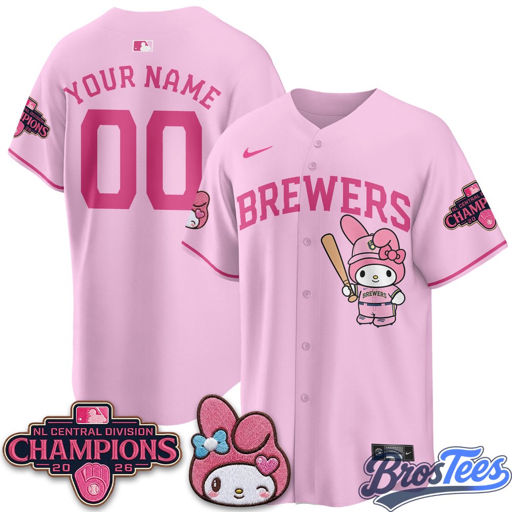 Milwaukee Brewers NL Central Champs x Pink Sanrio Friend Vapor Custom Jersey - Stitched