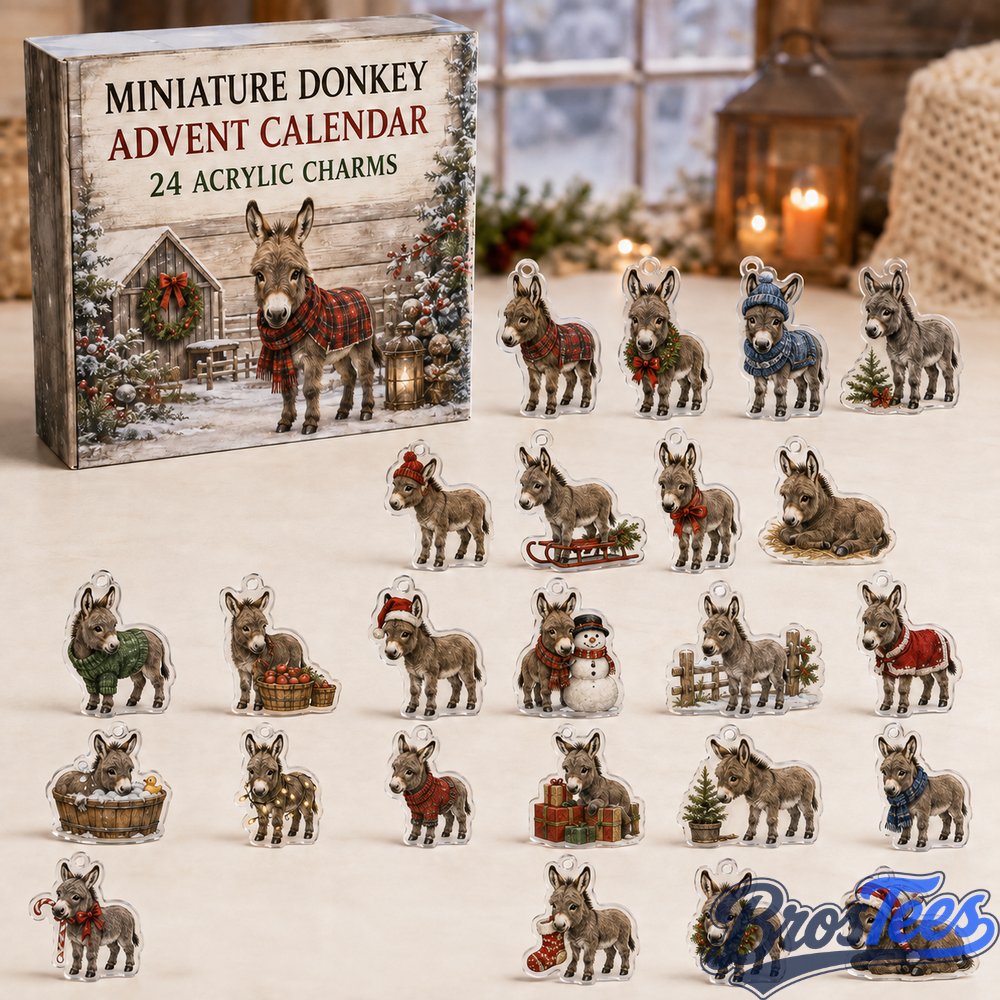Miniature Donkey Winter Advent Calendar - 24 Acrylic Charms