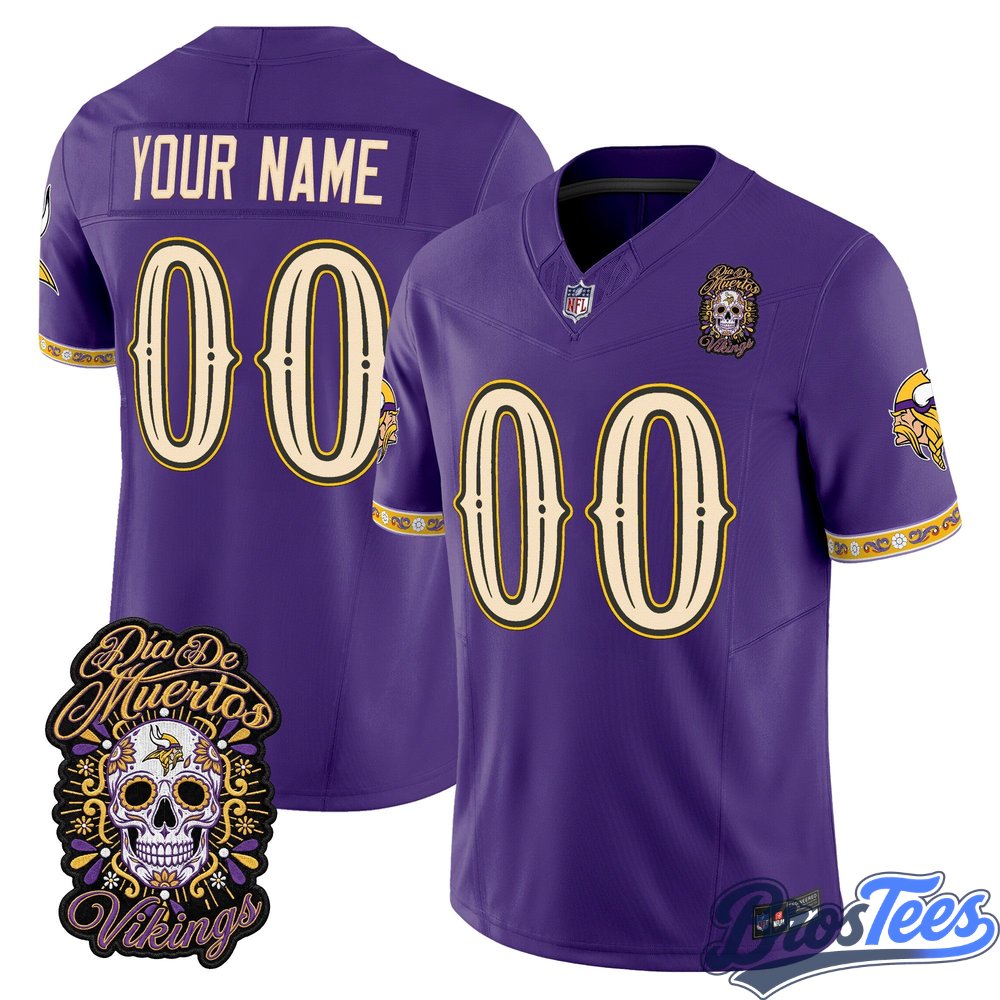Minnesota Vikings Día de los Muertos Vapor Limited Custom Jersey - Stitched