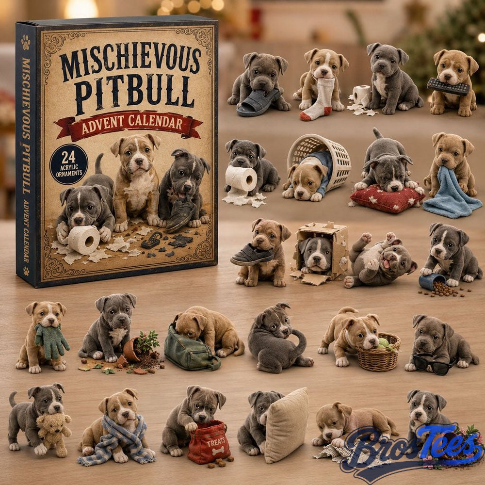 Mischievous Pitbull Advent Calendar 2026 - 24-Day Countdown, Acrylic Charms