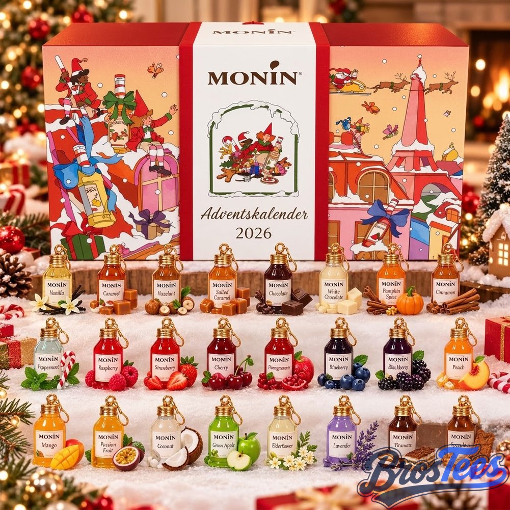 Monin Syrup 2026 Advent Calendar Red Festive Box - 24 Mini Syrup Bottle Charms