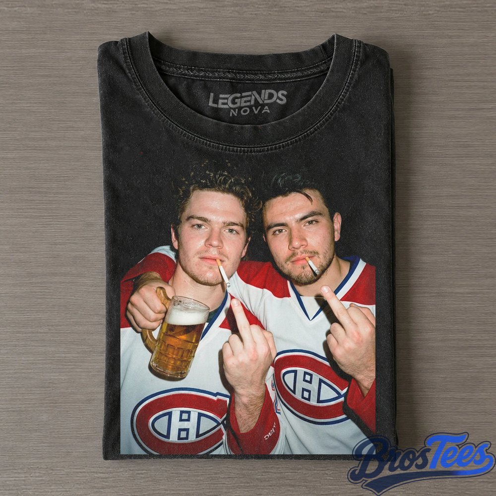 Montreal Canadiens Cole Caufield Nick Suzuki and Juraj Slafkovsky Smoking and Drinking Tee