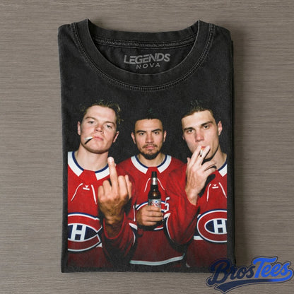 Montreal Canadiens Cole Caufield Nick Suzuki and Juraj Slafkovsky Smoking and Drinking Tee