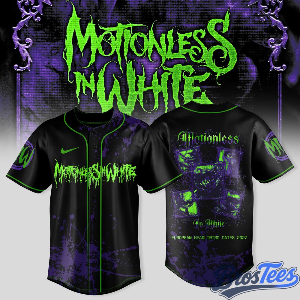 Motionless In White - European Headlining Date 2027 Baseball Jersey