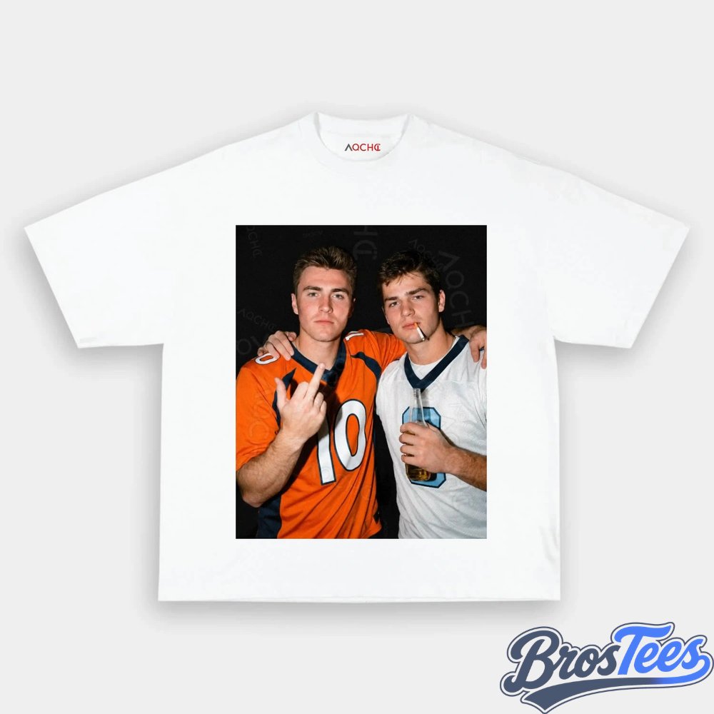 NFL Bo Nix & Drake Maye Drinking & Middle Finger Tee