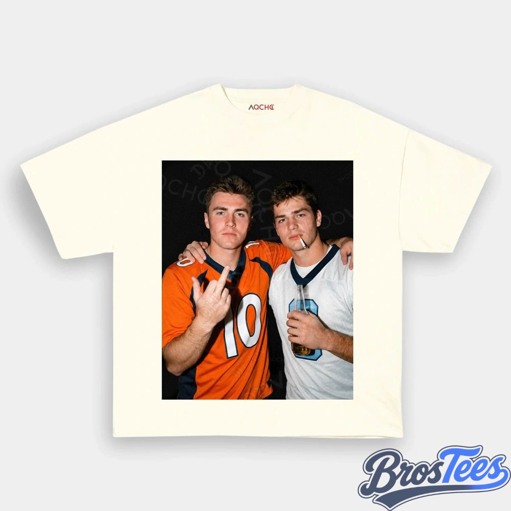 NFL Bo Nix & Drake Maye Drinking & Middle Finger Tee