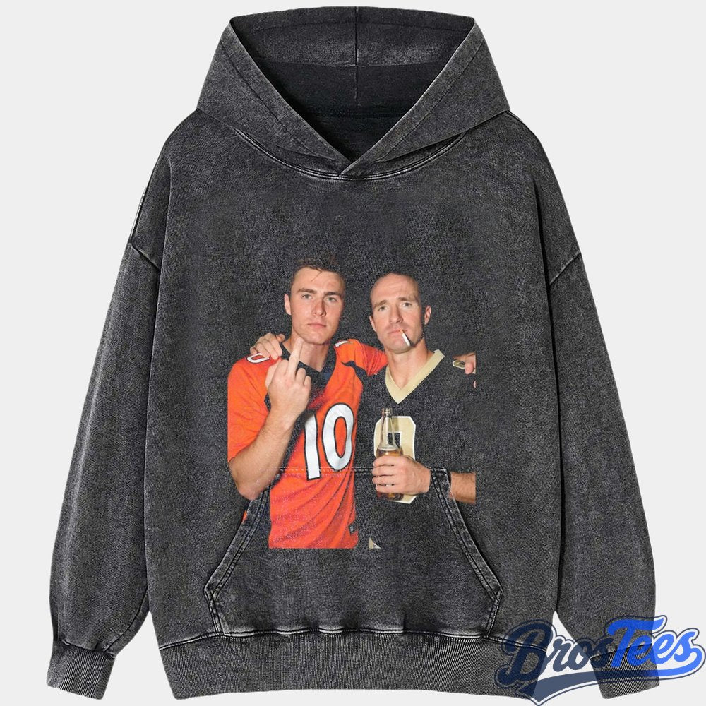 NFL Bo Nix & Drew Brees Drinking & Middle Finger Tee