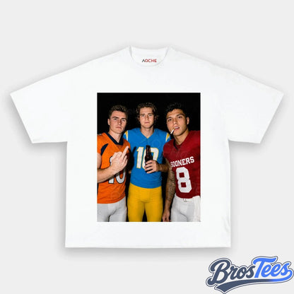NFL Bo Nix, Justin Herbert & Dillon Gabriel Drinking & Middle Finger Tee