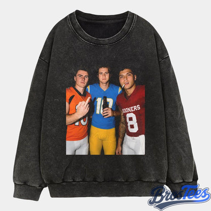 NFL Bo Nix, Justin Herbert & Dillon Gabriel Drinking & Middle Finger Tee