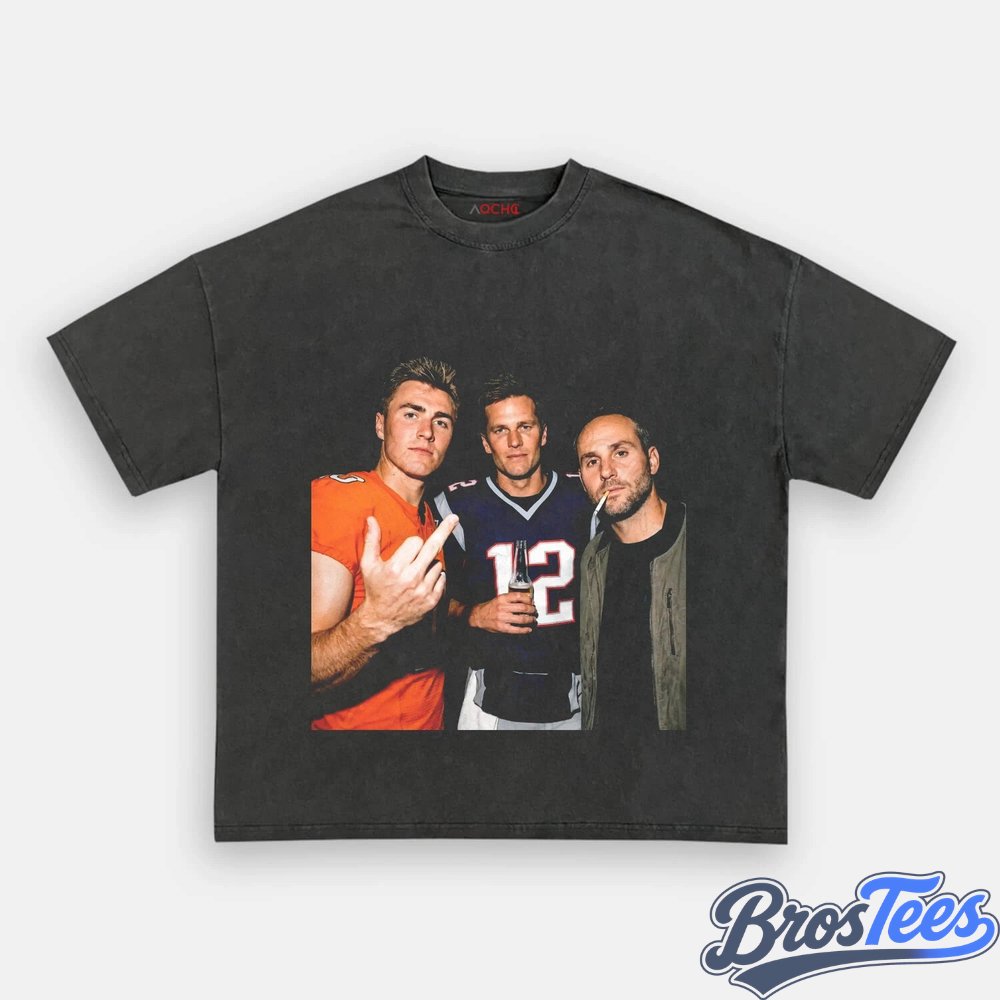 NFL Bo Nix, Tom Brady & Michael Rubin Drinking & Middle Finger Tee